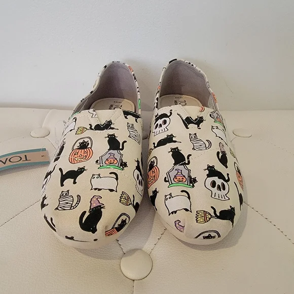 Toms Classic Halloween Black Cat Belmont Womens Slip On Flats Shoes Size 8 NWT - Picture 8 of 12